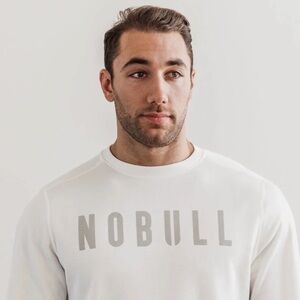 NOBULL White Crewneck Sweatshirt with Gray Logo